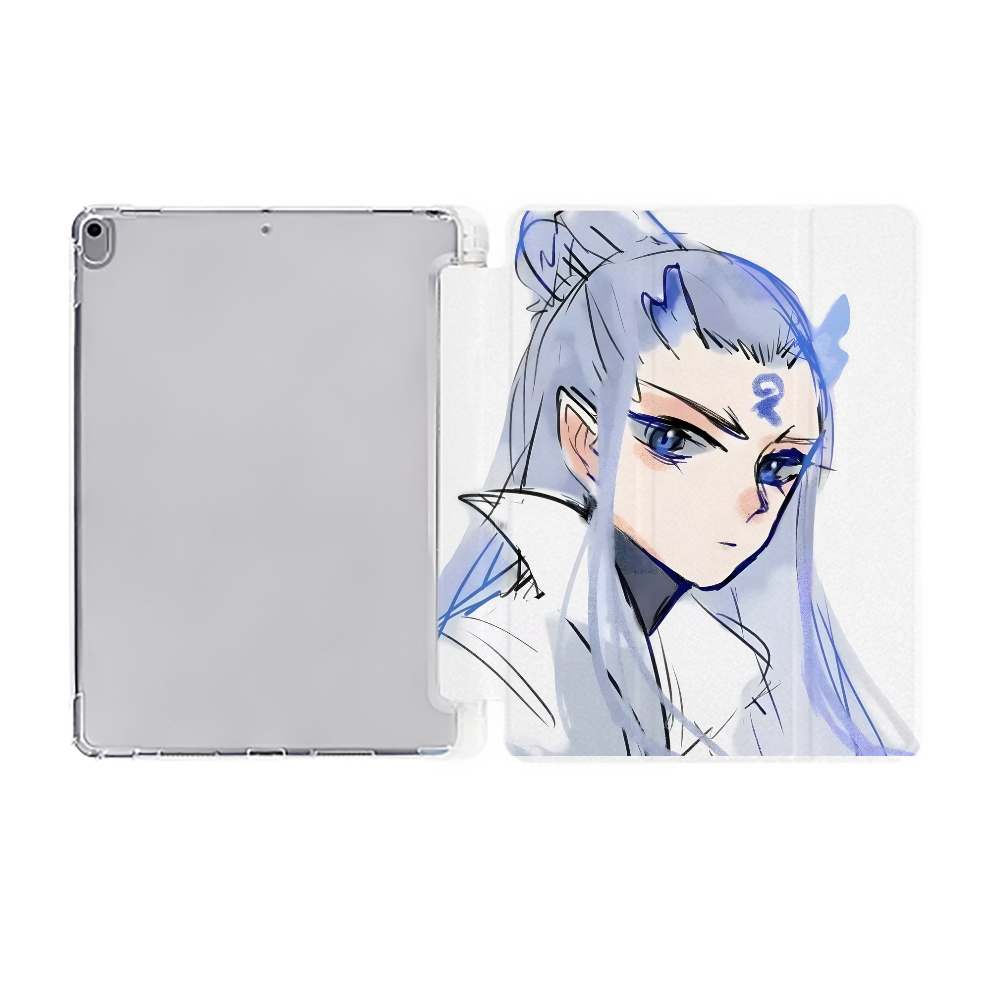 （画像用） Ne Zha 2 ナタ 魔童の大暴れ IPad ケース ペン収納付き 三つ折りスタンド PUレザー×シリコン 対応機種9.5/10.5/10.9インチ